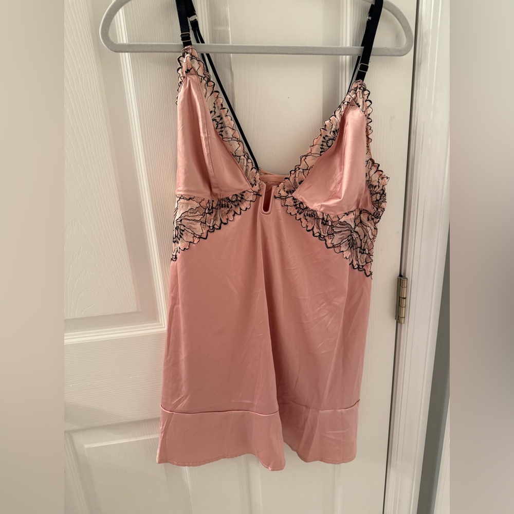 Auden Pink /black Lace Trim Chemise night gown XL